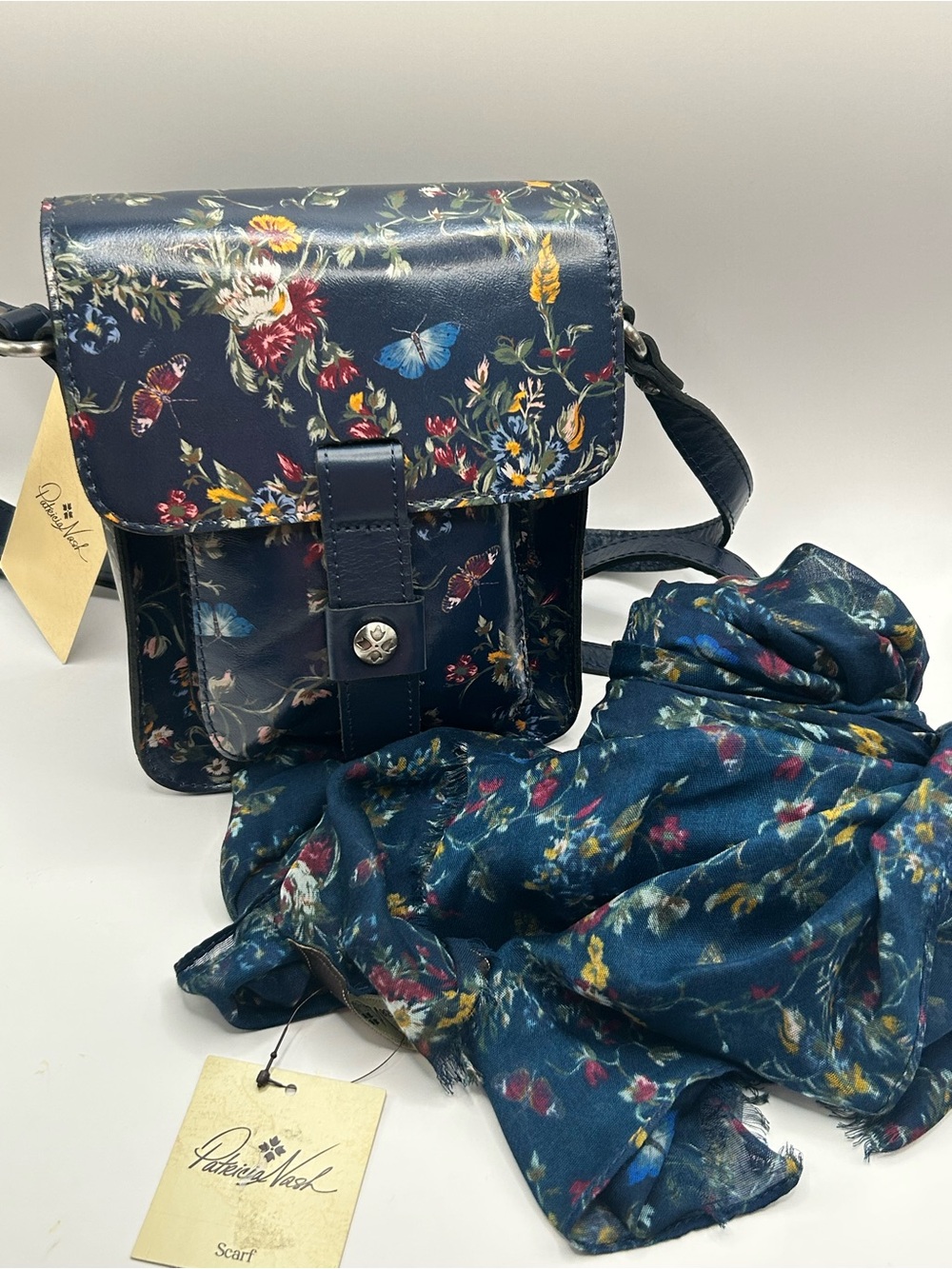 Patricia Nash Lari in Butterfly Gardens Crossbody with Matching Scaf